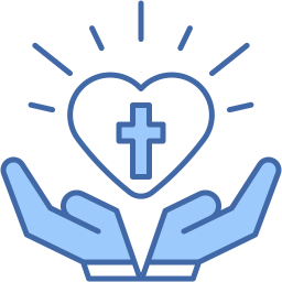 hands holding cross two color icon