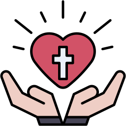 hands holding cross lineal color icon
