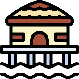 bungalow lineal color icon