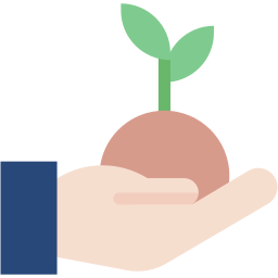 hand holding seedling flat icon