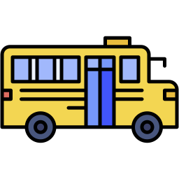 school bus lineal color icon