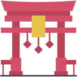 鸟居门 扁平 图标