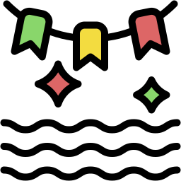 bunting lineal color icon