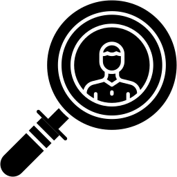 magnifying glass filled icon