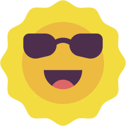 sun with sunglasses flat icon
