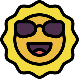 sun with sunglasses lineal color icon