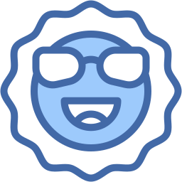 sun with sunglasses two color icon