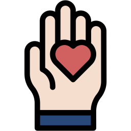 mano del cuore colore lineare icona