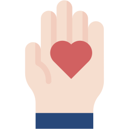 mano del cuore piatto icona