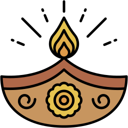lampe de diwali couleur linéaire icône