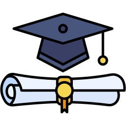 graduation cap lineal color icon