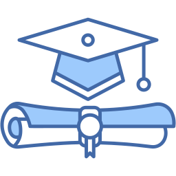 graduation cap two color icon