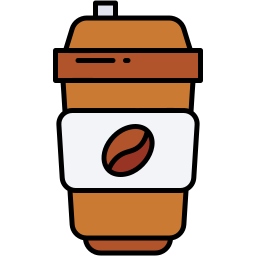xícara de café cor linear ícone