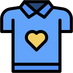 t-shirt heart lineal color icon