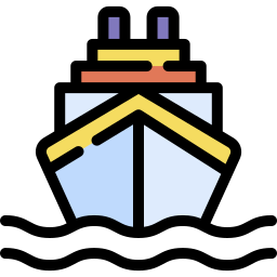 cruise ship lineal color icon
