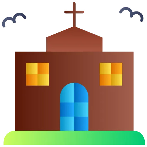 haunted church flat icon