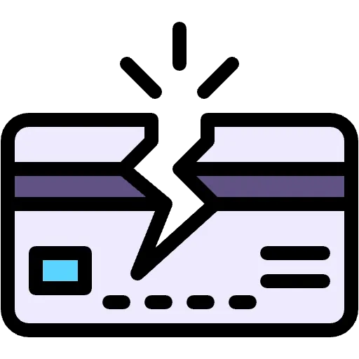 broken credit card lineal color icon