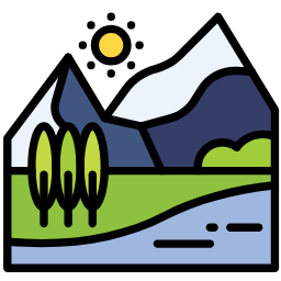 mountains lineal color icon