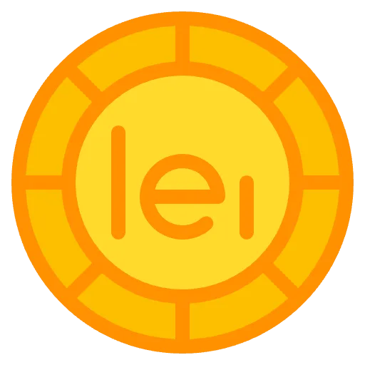 Leu rumeno piatto icona
